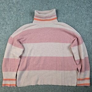 J. Crew Wool Turtleneck Sweater Womens S Pastel Pink Supersoft Striped NEW